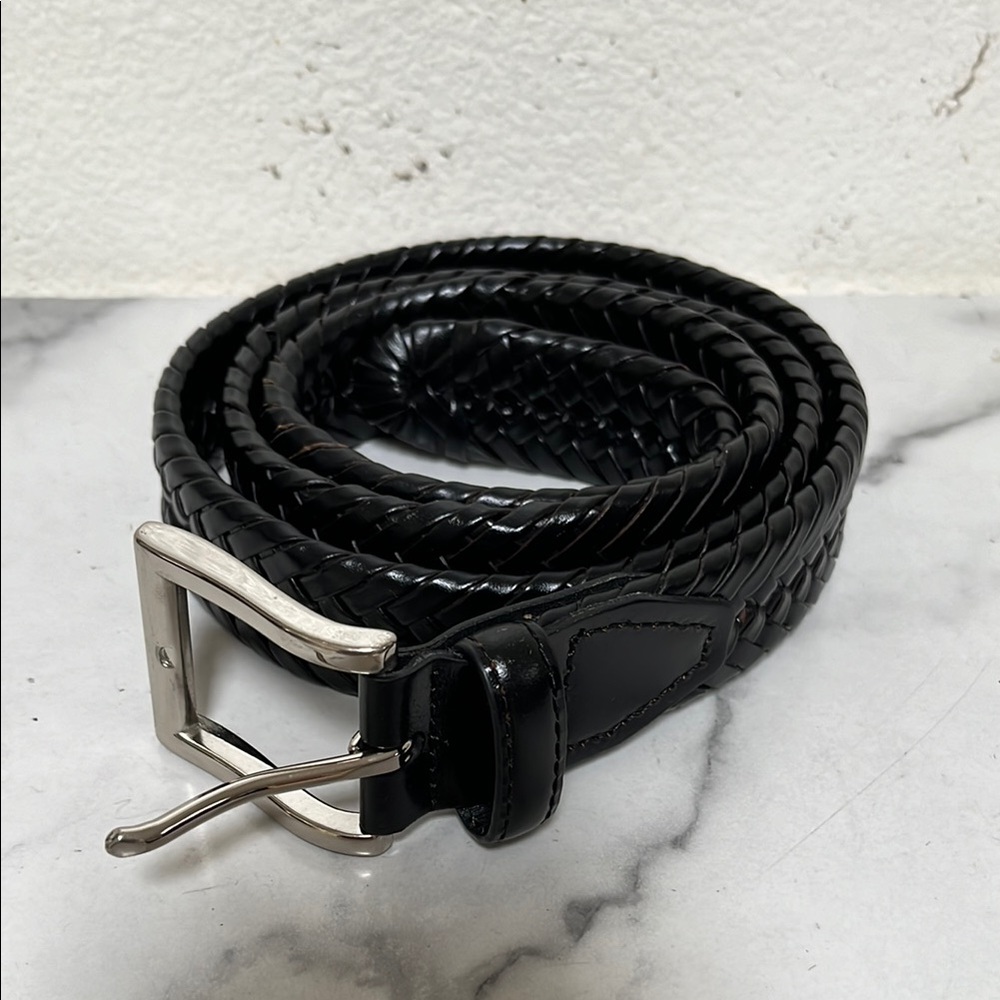 Men's Black Braided Leather Belt